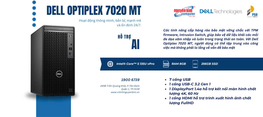 Dell Optiplex 7020 MT lý tưởng cho doanh nghiệp và cá nhân